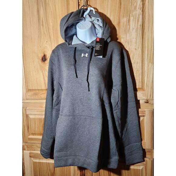 Under Armour Hustle Hoodie – Women’s XL Pullover | Dark Gray Fleece | NWT - Picture 2 of 11